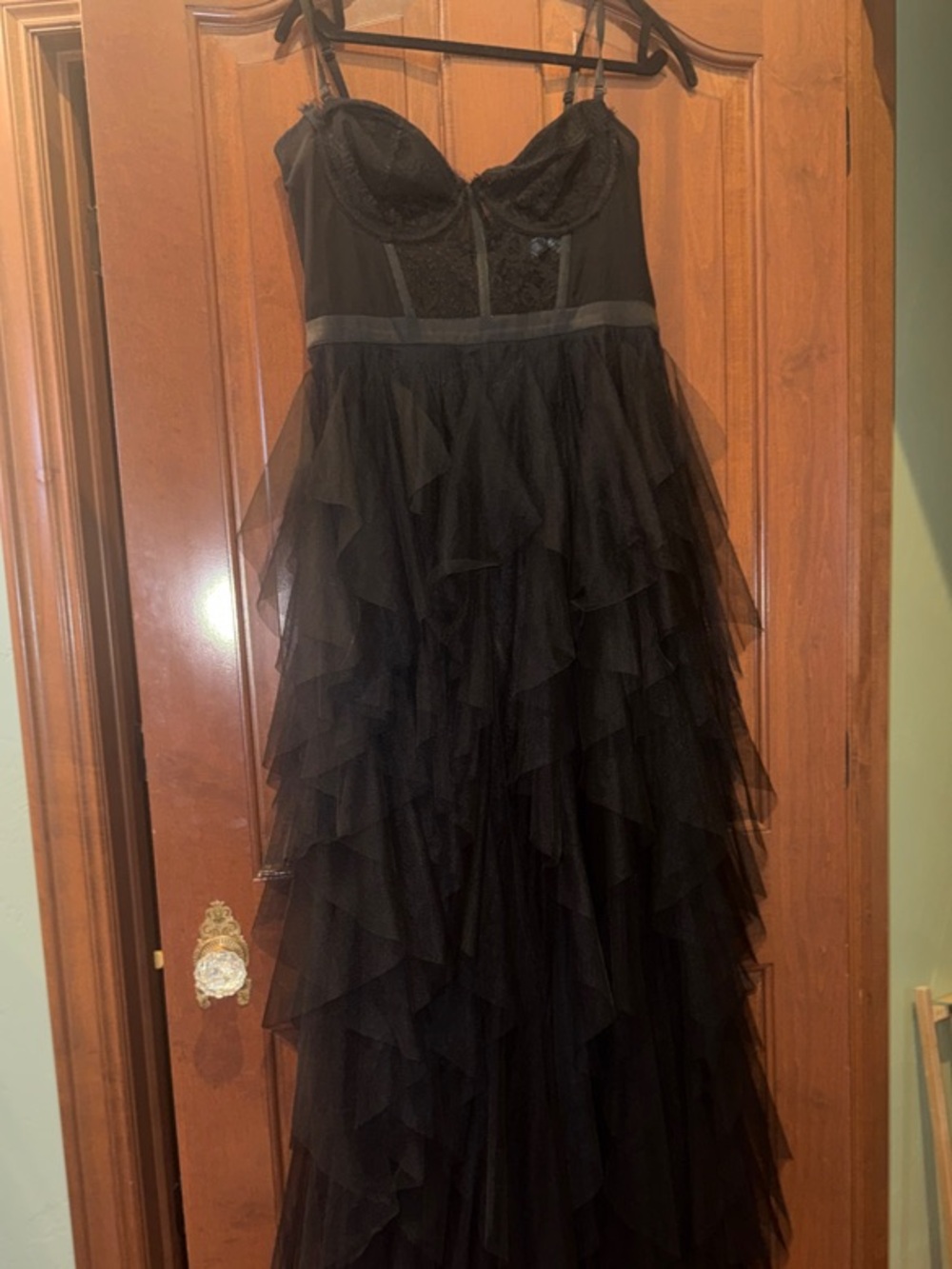 Black Tiered Tulle Maxi Dress